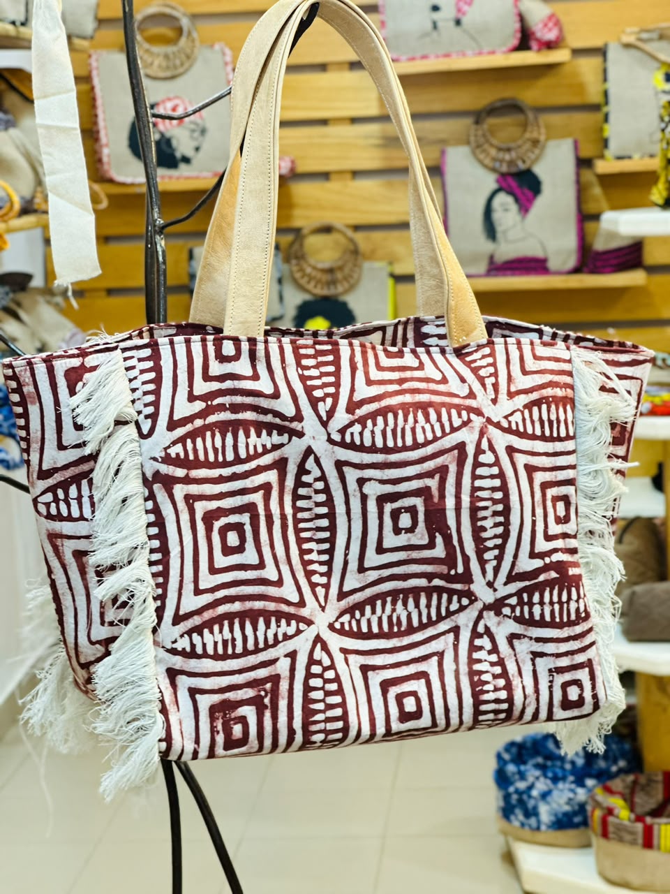 Caba effiloché anse cuir